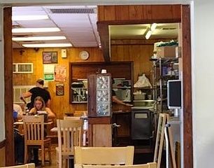 The wood-paneled dining room at Dianne's